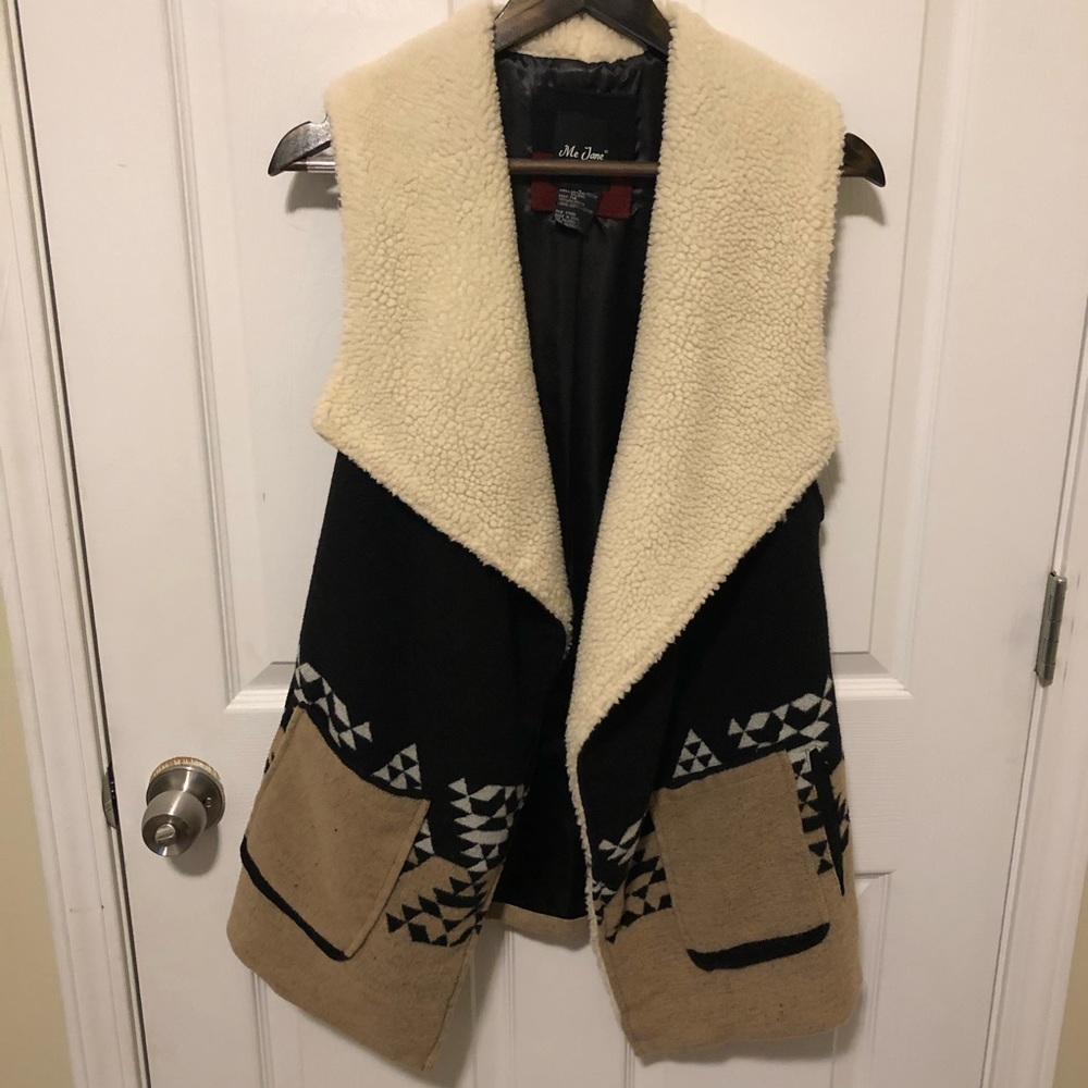 Me Jane asymmetrical Aztec faux shearling vest